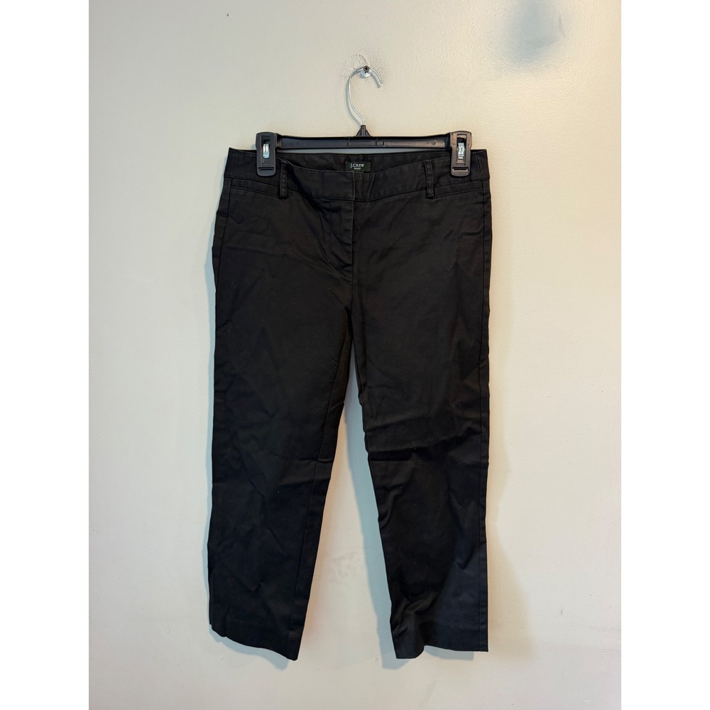 J.Crew Stretch City Fit Pants Black Cotton Twill Straight Leg 2 Petite RN77388